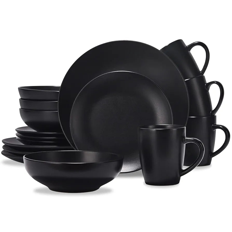 Black Dinnerware Set – 16 Piece