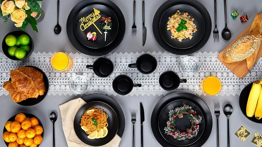 Black Dinnerware Set – 16 Piece