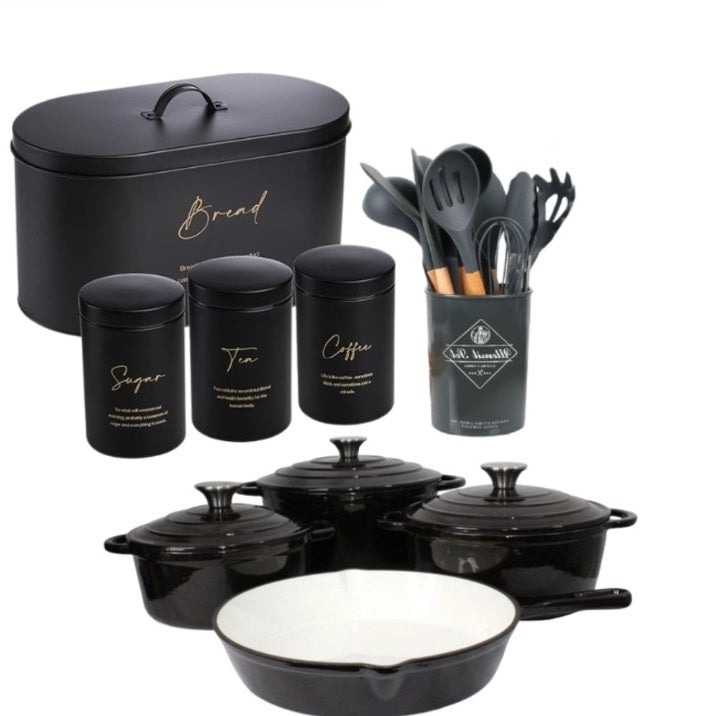 Iron cast pots + Utensil and Canister Set combo
